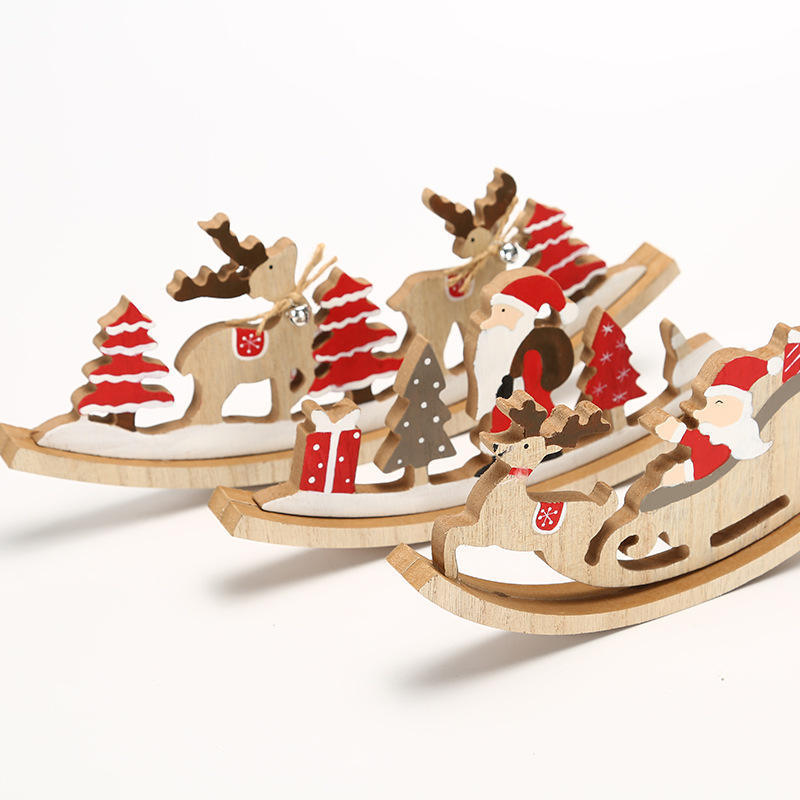 Adornos navideños de madera Suministros de decoración Ornamento tridimensional de alces Aanta