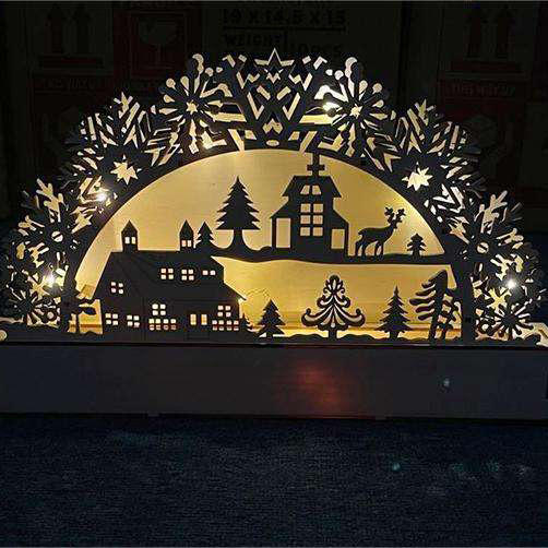 Ventana Decoraciones navideñas Regalos navideños Mesa estéreo con luz LED hueca creativa
