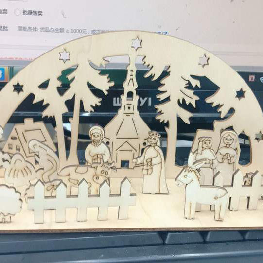 Adornos navideños pieza de madera jardín de infantes diy ensamblado adornos tridimensionales