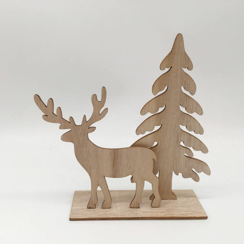 Adornos navideños artesanales de madera de alta calidad, decoraciones de mesa familiares para fiestas navideñas de madera