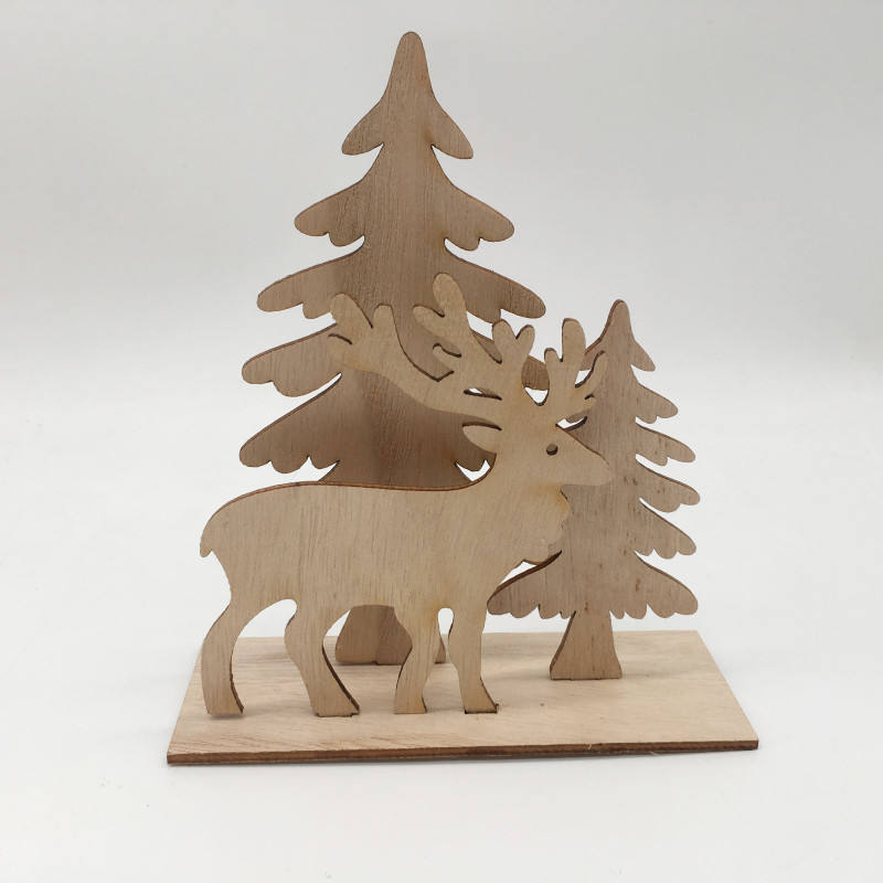 Adornos navideños artesanales de madera de alta calidad, decoraciones de mesa familiares para fiestas navideñas de madera