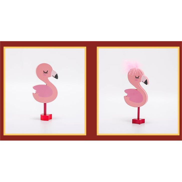 Nuevos adornos de flamencos de madera, adornos de escritorio de madera para el hogar grandes y pequeños, decoración de gabinete de vino