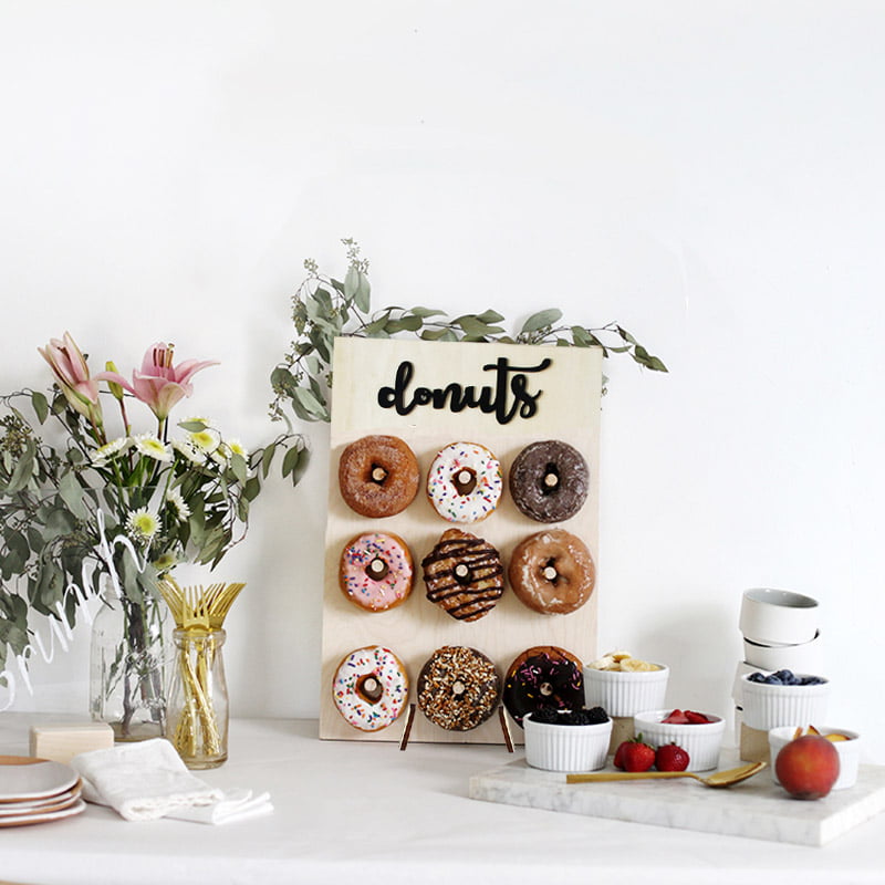 Decoración de boda Diy, mesa rústica, soporte de pared de Donut de madera, decoración de fiesta de Donut