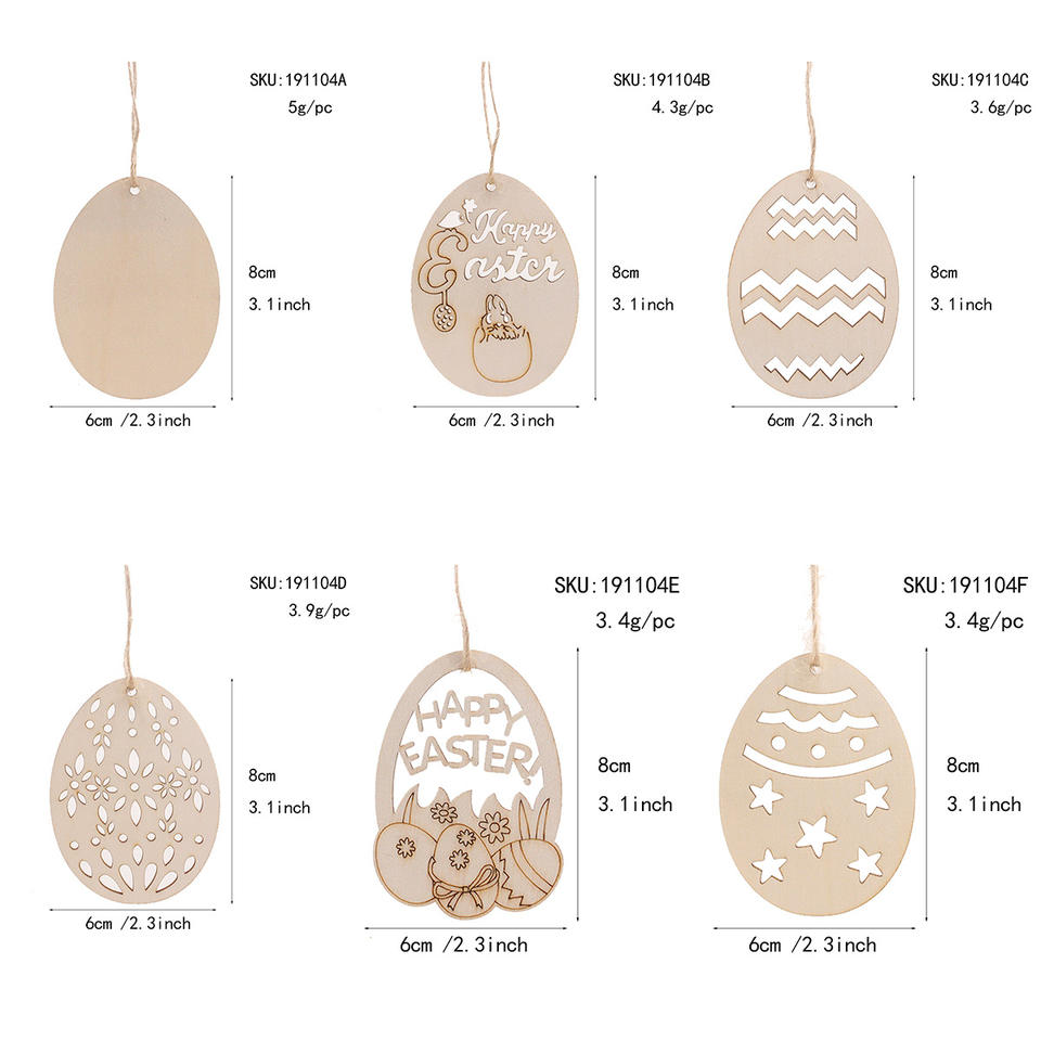 DIY huevos de Pascua de madera sin pintar colgando conejito de Pascua pollo suministros de fiesta de Pascua decoración adornos para manualidades