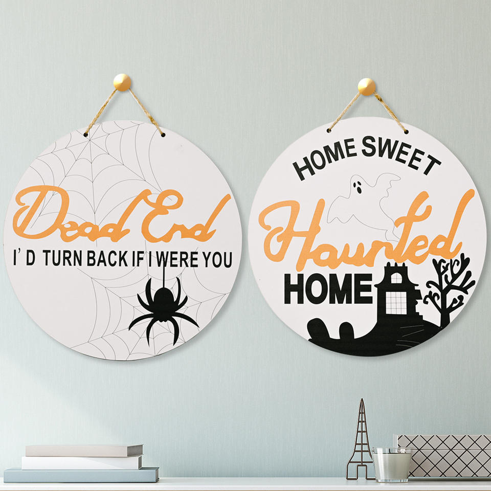 Decoración de placas de letrero de pared de madera de Halloween