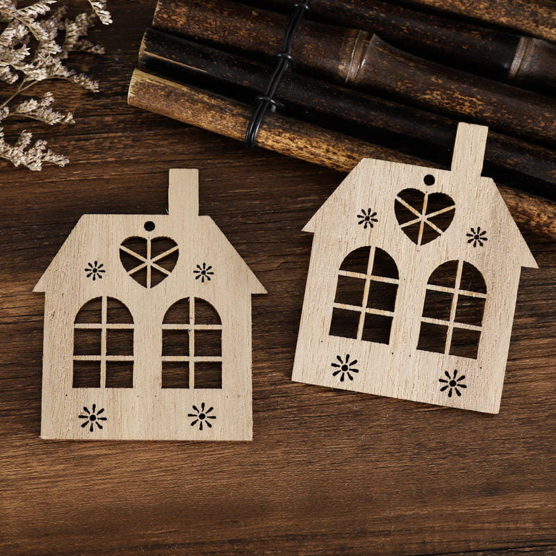 Casa de madera, artesanía, accesorios decorativos para el hogar, manualidades, juguetes navideños de madera