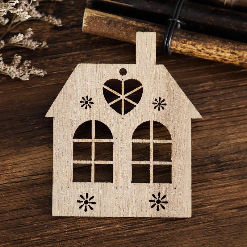 Casa de madera, artesanía, accesorios decorativos para el hogar, manualidades, juguetes navideños de madera