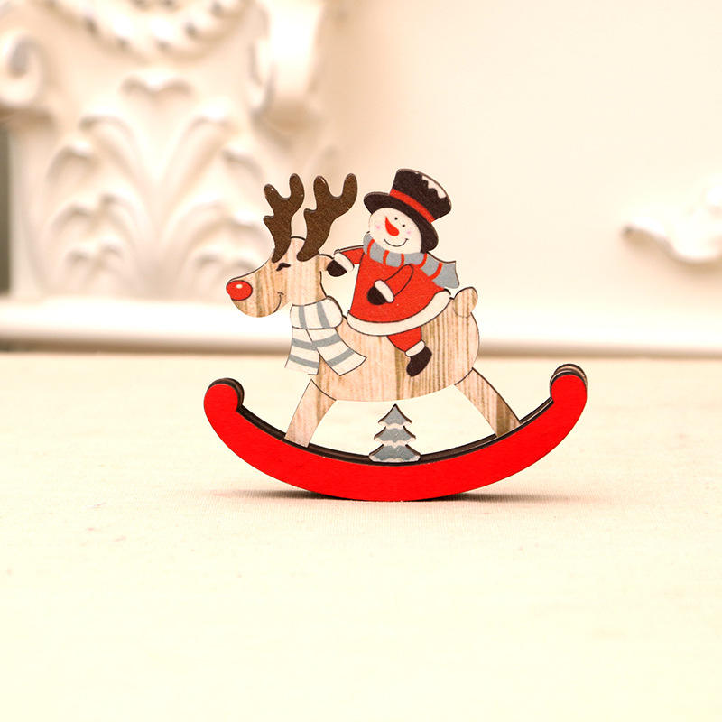 Caballo mecedora de madera Regalo de madera Adornos para árboles de Navidad Decoración navideña linda