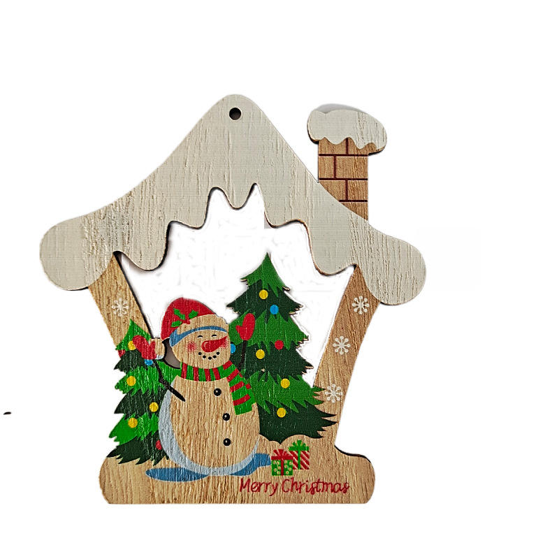 Producción mecánica, adorno de árbol de Navidad pintado de madera, artesanía de madera Diy, decoración para el hogar, Navidad