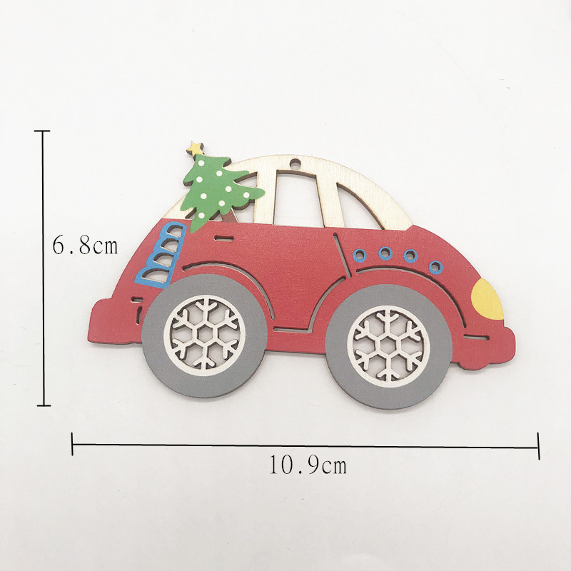 Producción mecánica, adorno de árbol de Navidad pintado de madera, artesanía de madera Diy, decoración para el hogar, Navidad