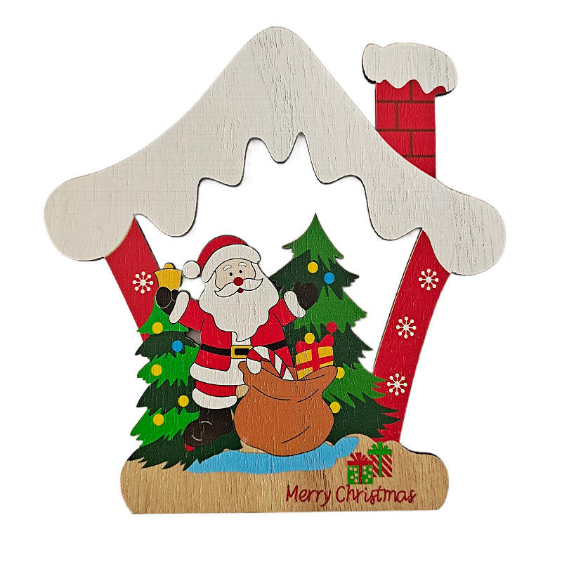 Producción mecánica, adorno de árbol de Navidad pintado de madera, artesanía de madera Diy, decoración para el hogar, Navidad