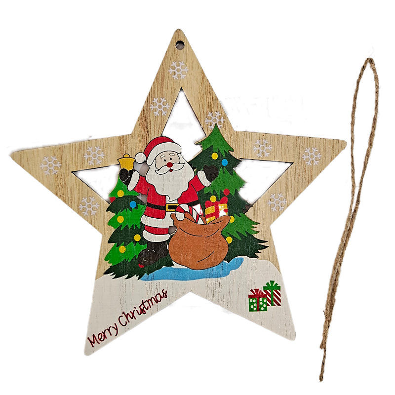 Producción mecánica, adorno de árbol de Navidad pintado de madera, artesanía de madera Diy, decoración para el hogar, Navidad