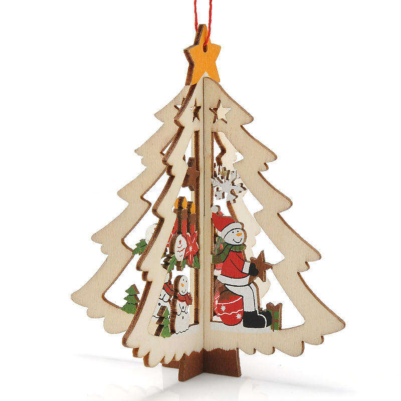 Gran oferta, corte láser, adorno 2D 3D, colgante de madera, decoración de árbol de Navidad