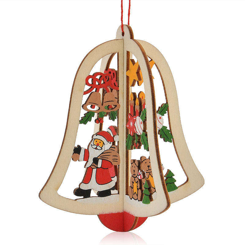 Gran oferta, corte láser, adorno 2D 3D, colgante de madera, decoración de árbol de Navidad