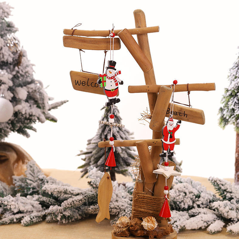 Campana de madera con borlas, campanas de viento decorativas, decoración de árbol de Navidad de madera moderna