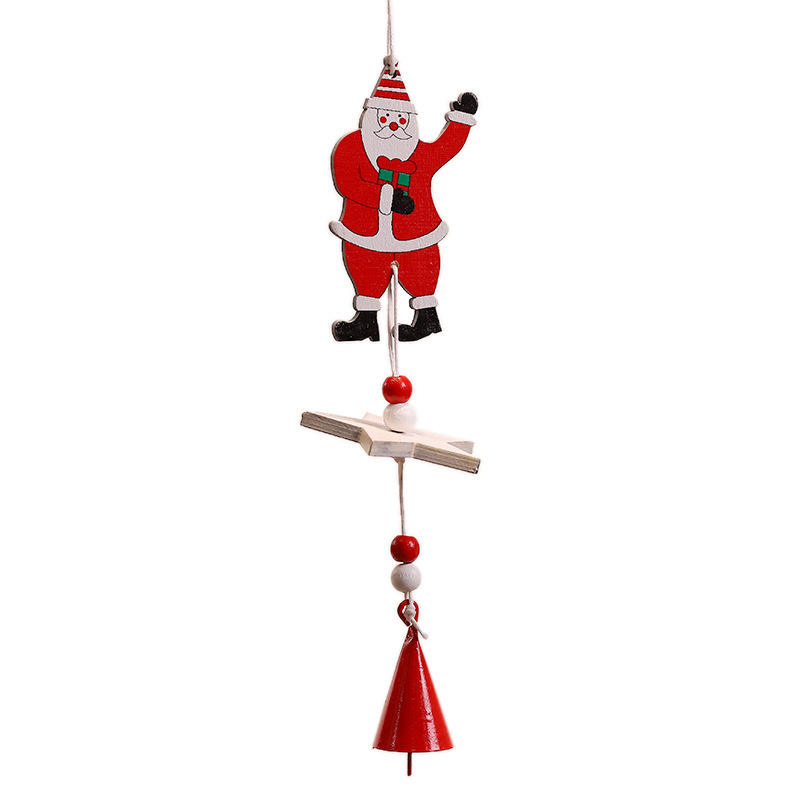 Campana de madera con borlas, campanas de viento decorativas, decoración de árbol de Navidad de madera moderna