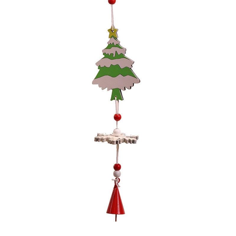 Campana de madera con borlas, campanas de viento decorativas, decoración de árbol de Navidad de madera moderna