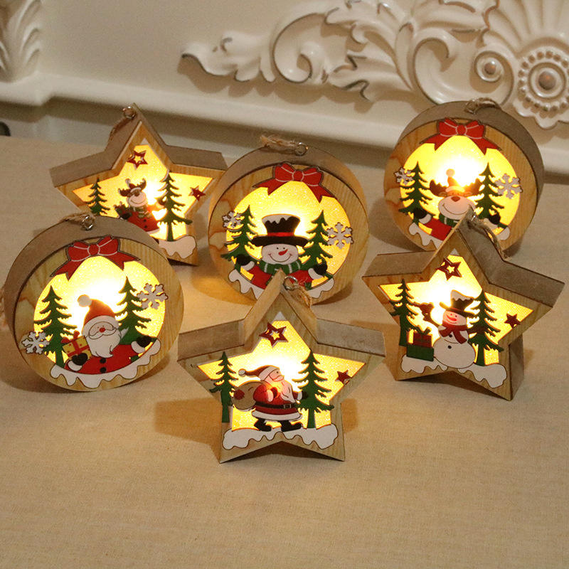 Hecho en China Calidad superior Decoración de madera Artesanía Luces navideñas